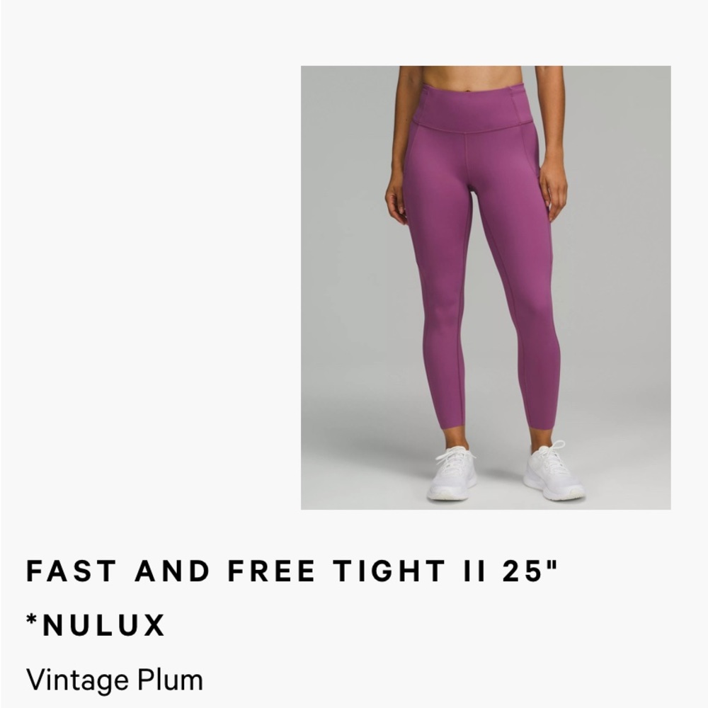 Lululemon fast & free size 4 (25 seam )